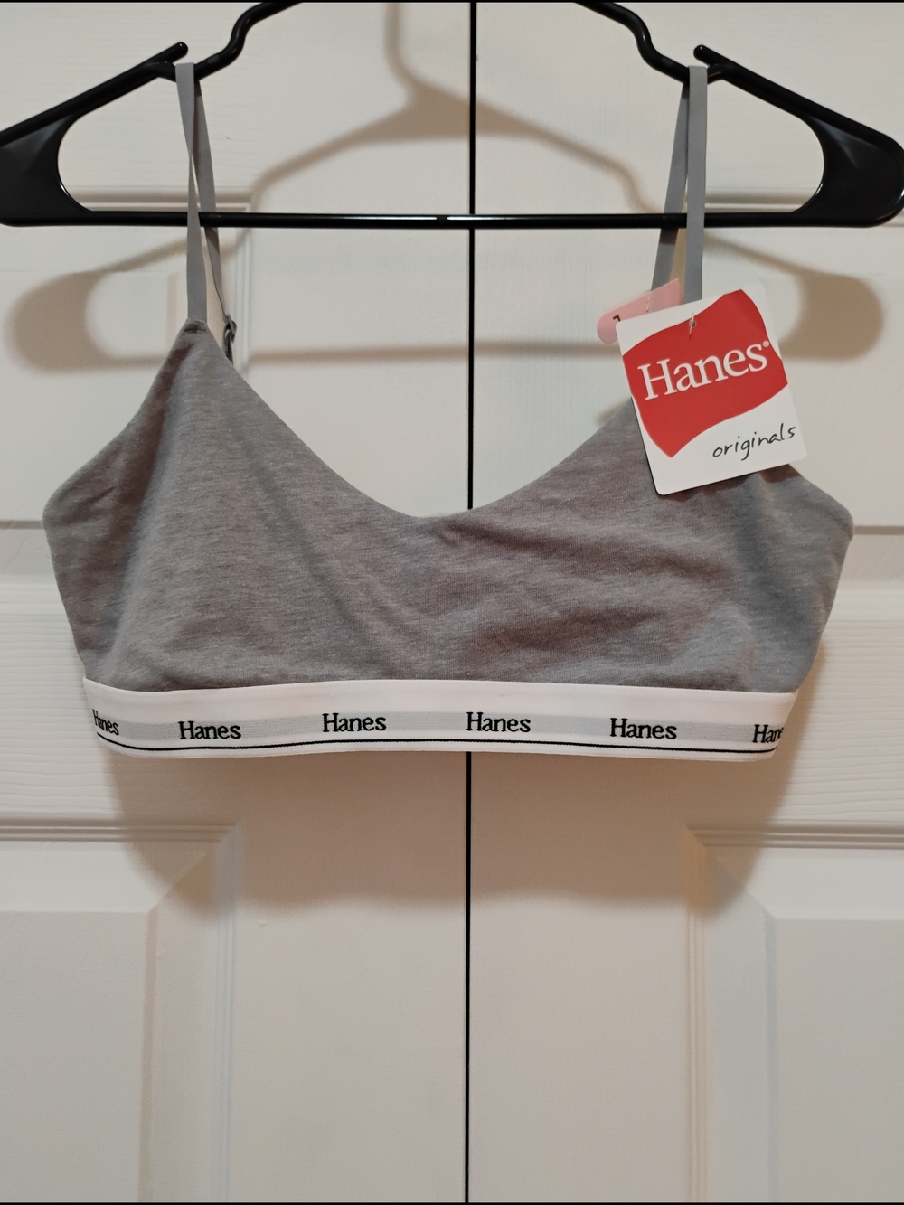 Hanes Women's Gray Cotton Blend Bralette Large NWT